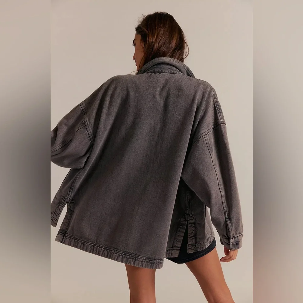 Free People - We The Free Madison City Denim Jacket Washed Black Size Small - Picture 3 of 5
